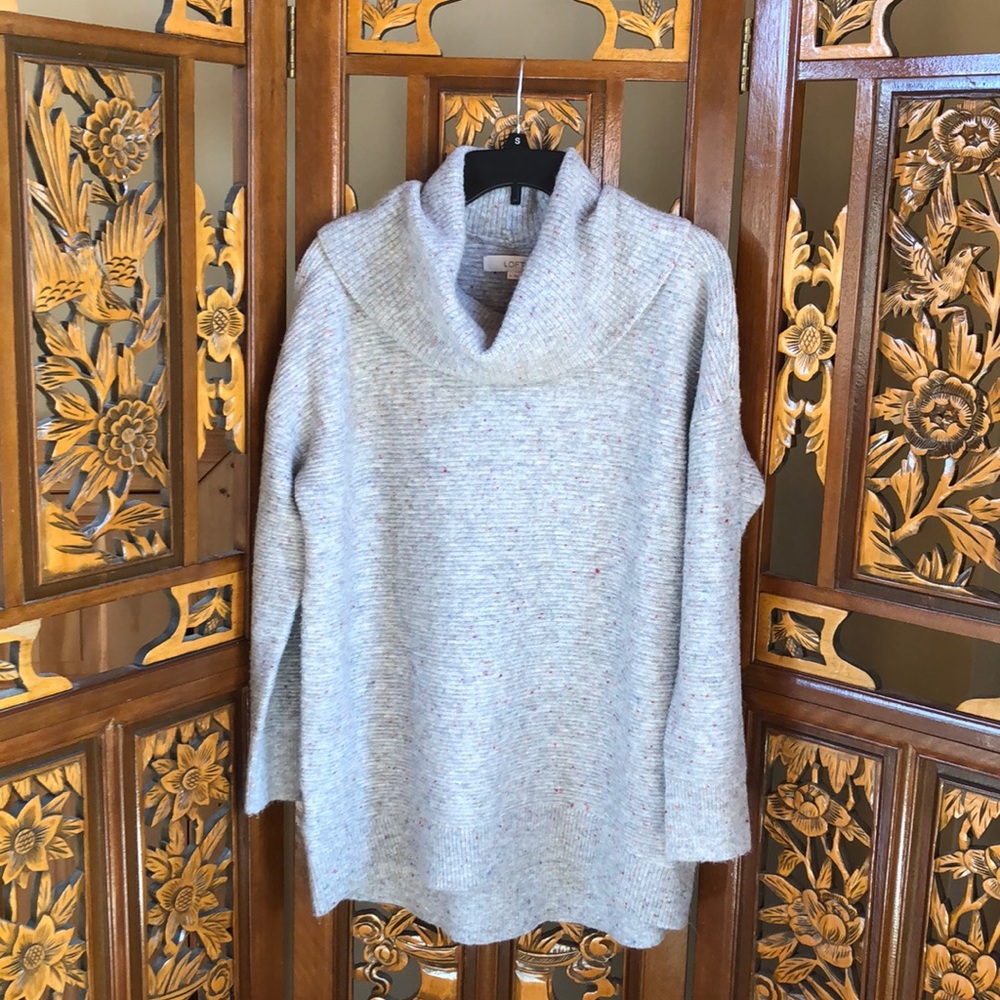 LOFT Gray Cowl Neck Sweater